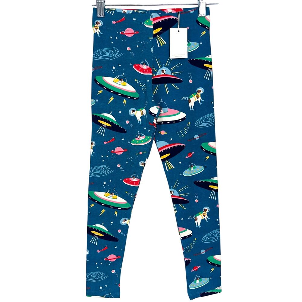 NWT Mini Boden Girls 'Space Dogs' Flying Saucer Whimsical Fun Leggings Size 8-9Y